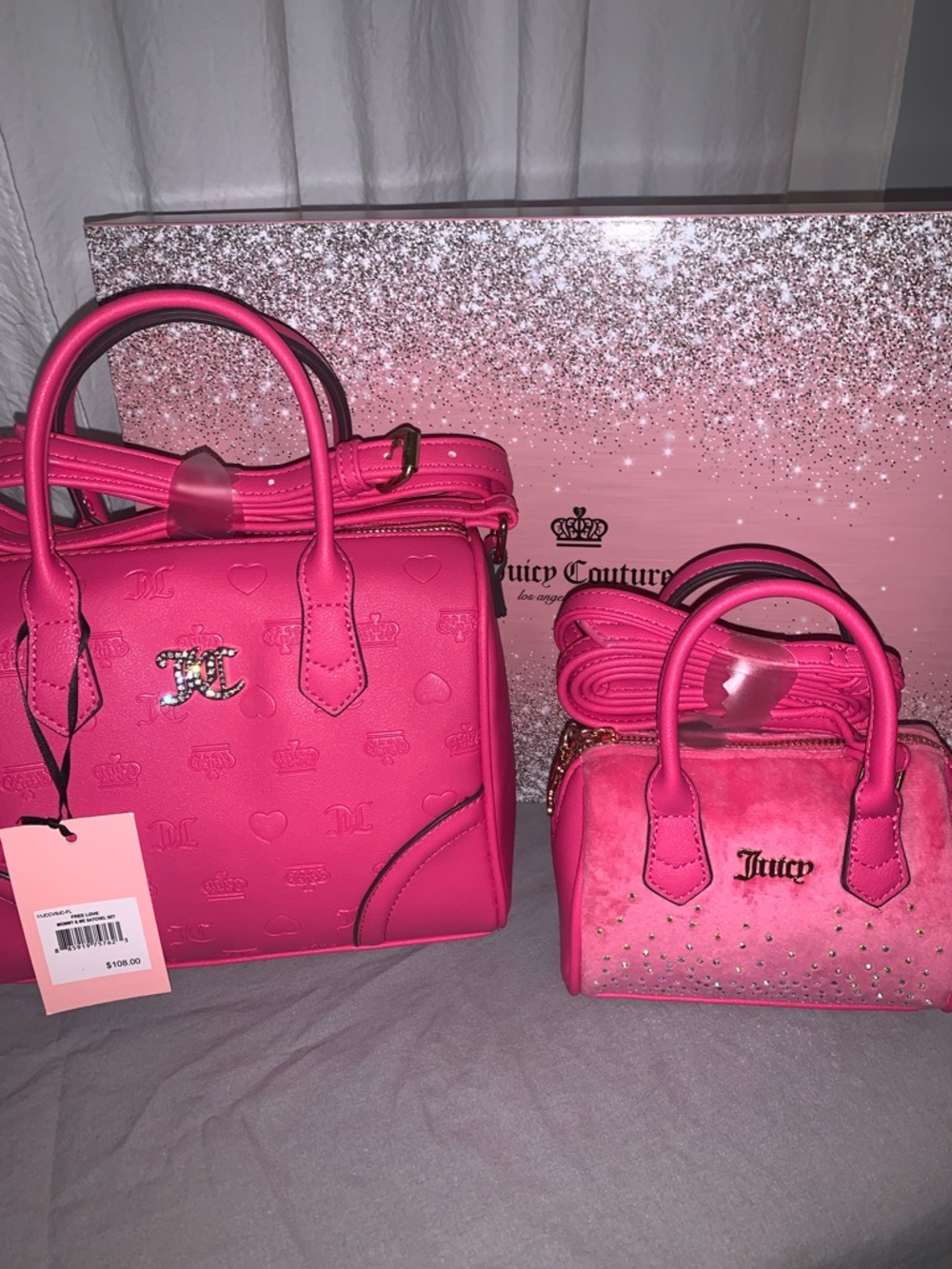 🆕-FREE LOVE MOMMY AND ME SATCHEL SET IN DIAMOND PINK BY JUICY COUTURE